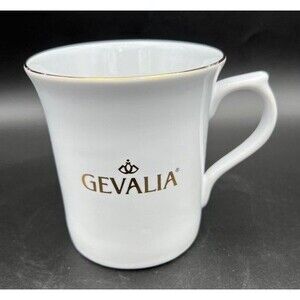 Gevalia Mug White Porcelain with Gold Trim Rim Coffee Tea Cup 8 fl oz